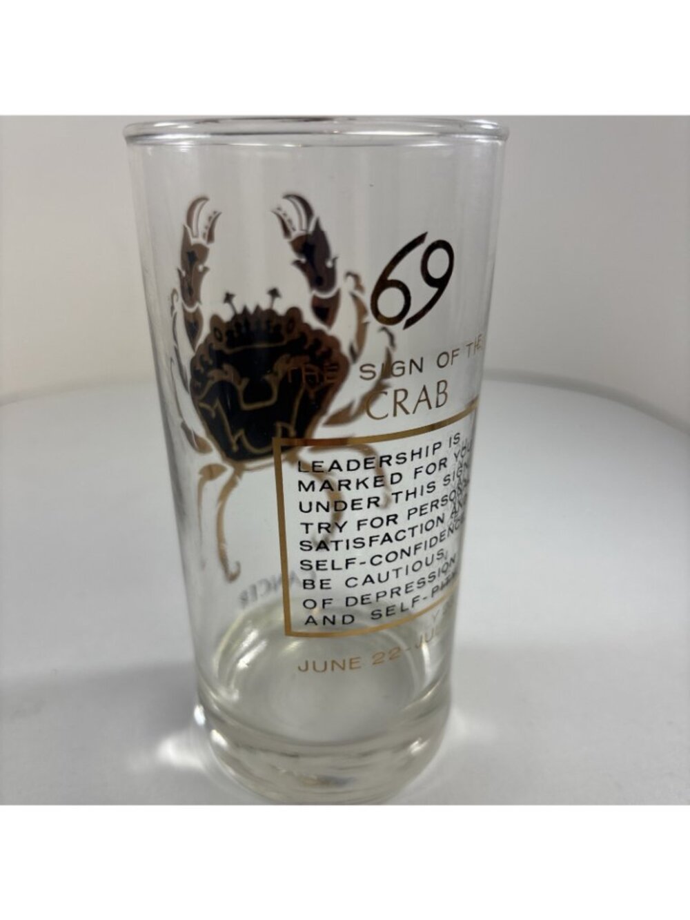 VTG MCM Anchor Hocking Zodiac Highball Tumbler Glass Cancer Astrology 1960s - Picture 2 of 4